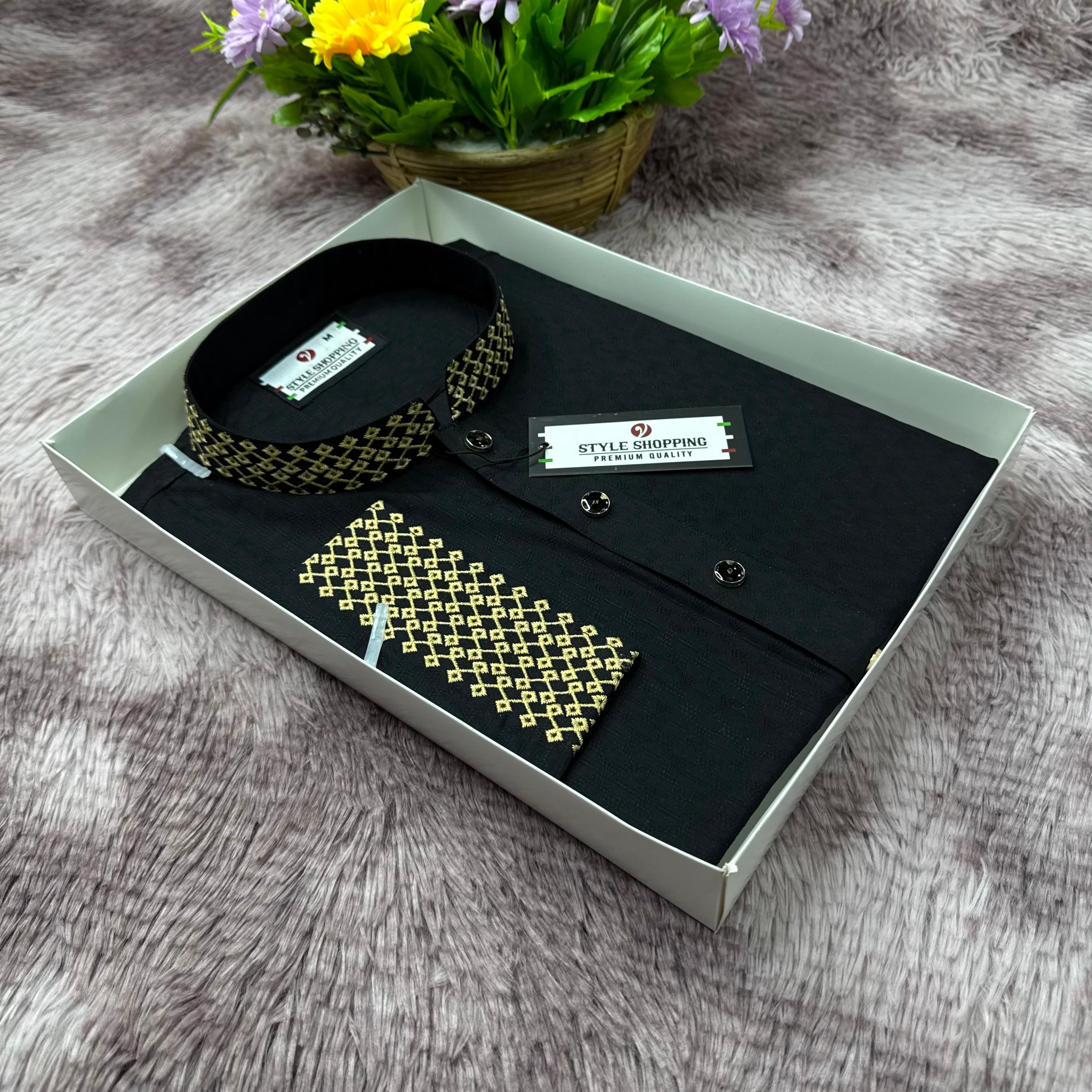 Eid Collection 2026 Black Zic-Zac Embroidery Punjabi