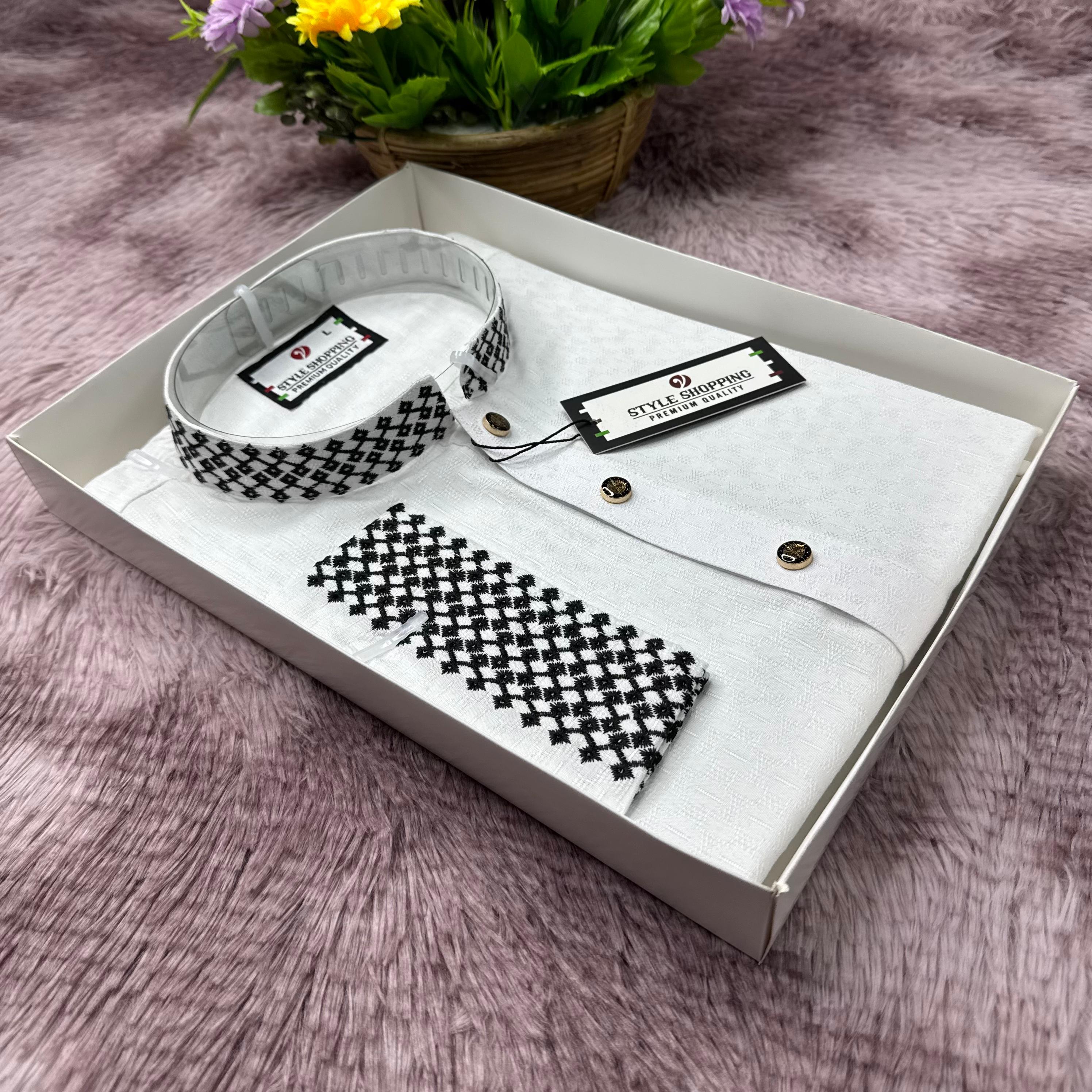 Eid Collection 2026 White Zic-Zac Embroidery Punjabi